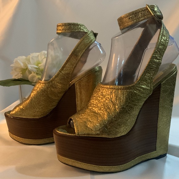 DOLCE VITA Camryn Dark Gold Ankle Strap Platform Wedge Sandal - Picture 12 of 14